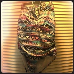 Tribal print one piece bathing suit